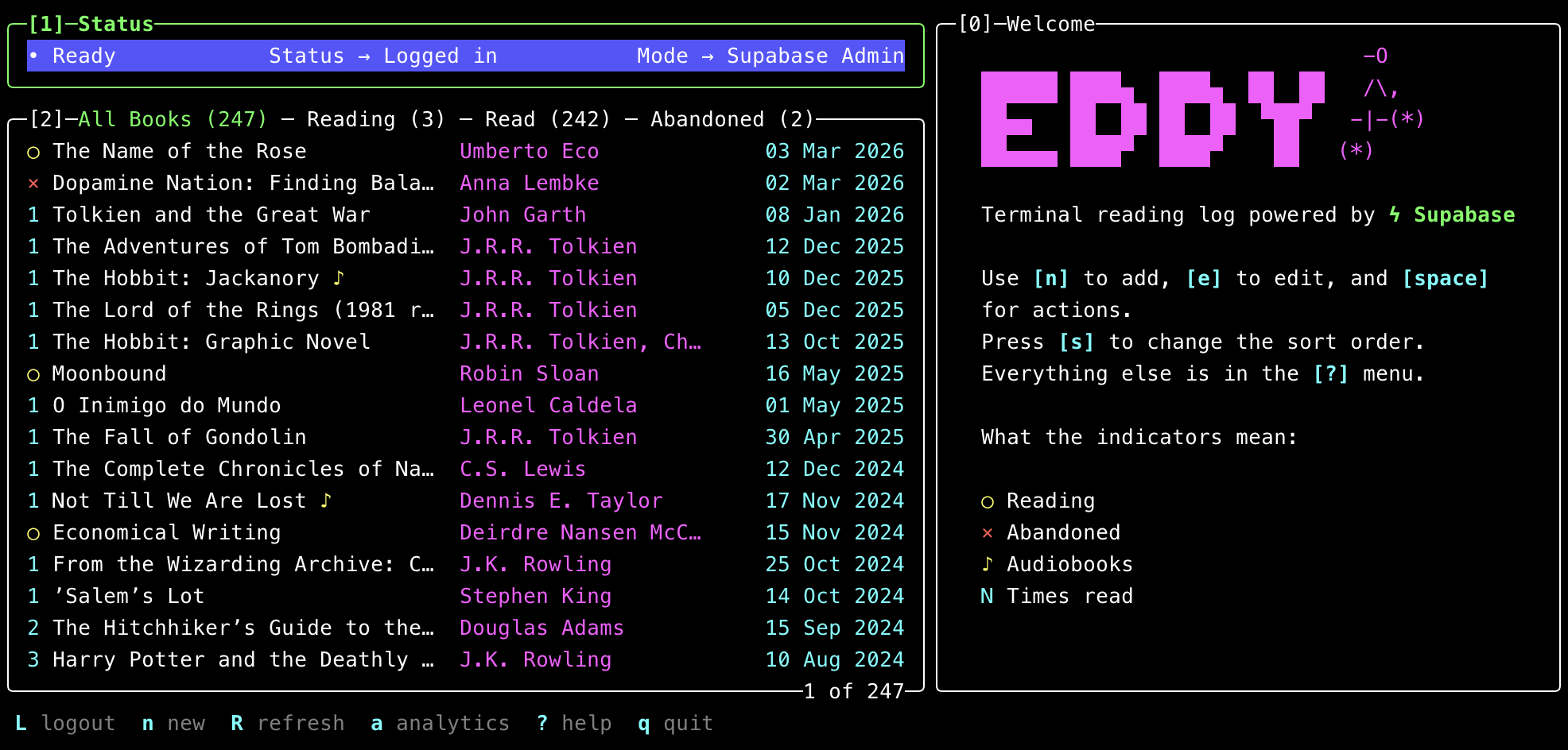 Eddy’s main screen